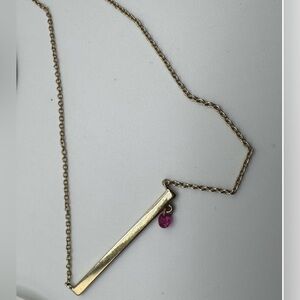Elizabeth & James Gold Bar Necklace with Pink Accent